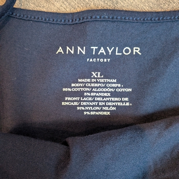 NWT Ann Taylor Factory Lace Front Camisole - Navy Blue - Size XL - Picture 6 of 10